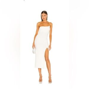 Fleur Asymmetrical Bec + Bridge Midi Dress in Ivory.